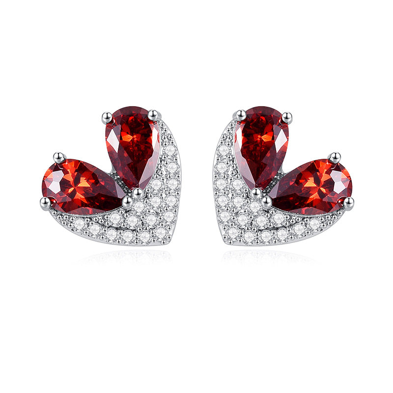 Lady Bug Heart Stud Earrings