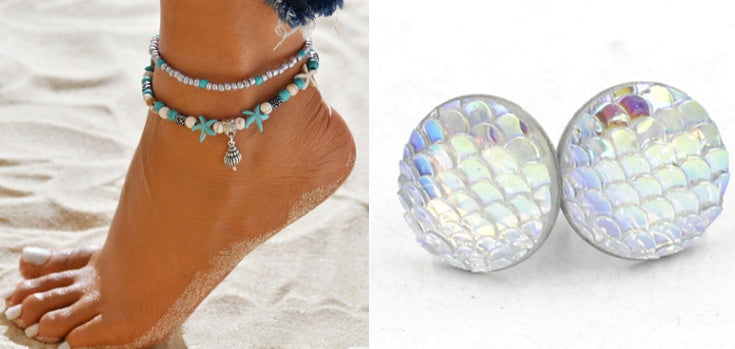 Mermaid Scales Earrings + Anklet