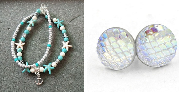 Mermaid Scales Earrings + Anklet