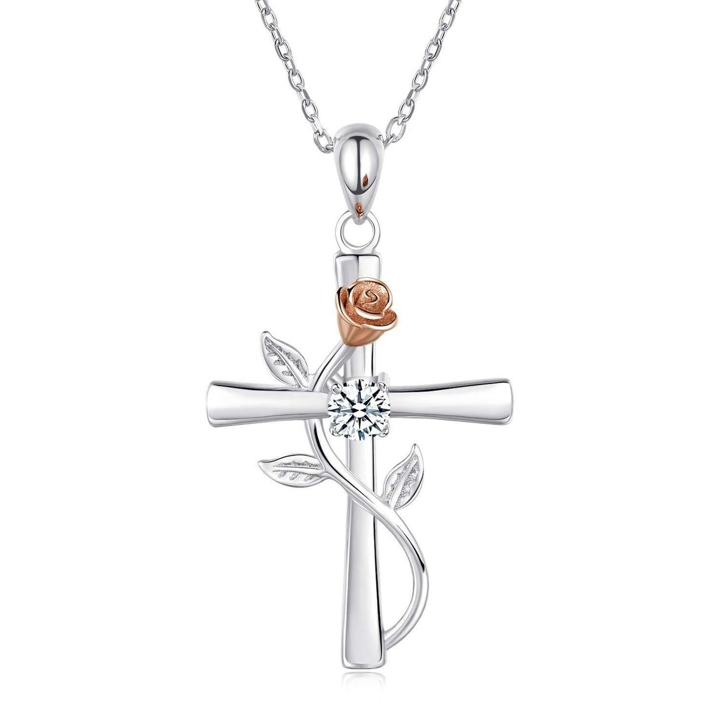 "Rose from the Cross" - Necklace (Birthstone)
