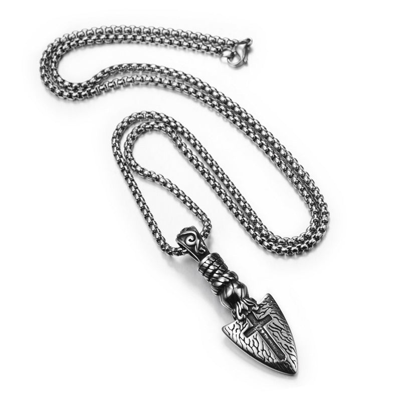 Titanium Steel Cross Blade Necklace