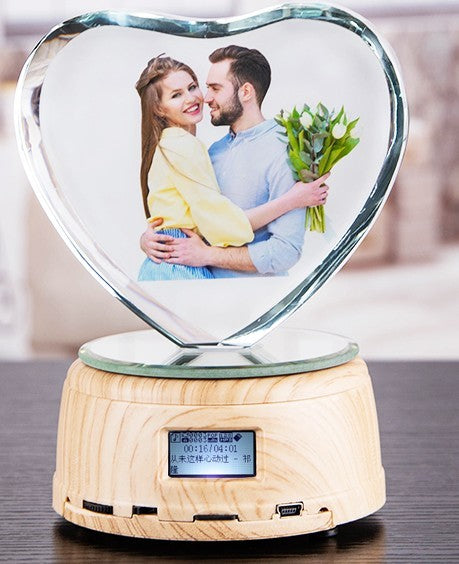 "Personalized Crystal Photo Night Lamp" - 3D Color Changing/Rotating Bluetooth Music Player