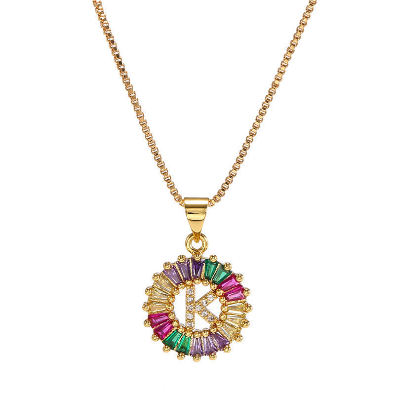 "Rainbow Letter" - Stainless Steel Pendant Necklace