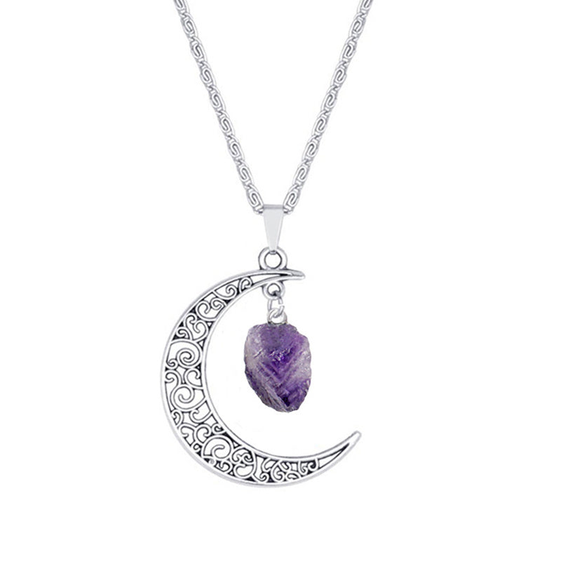 "Vintage Moon" - Amethyst Natural Stone Necklace