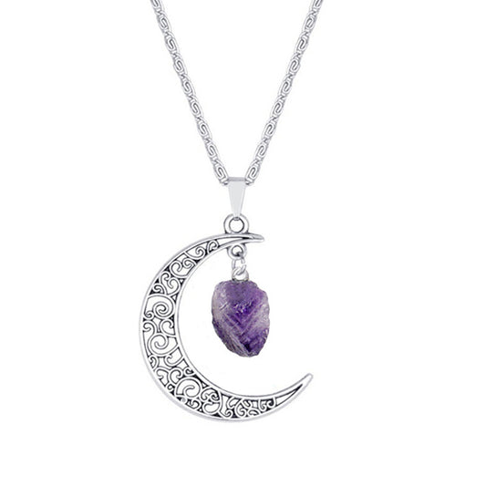 "Vintage Moon" - Amethyst Natural Stone Necklace