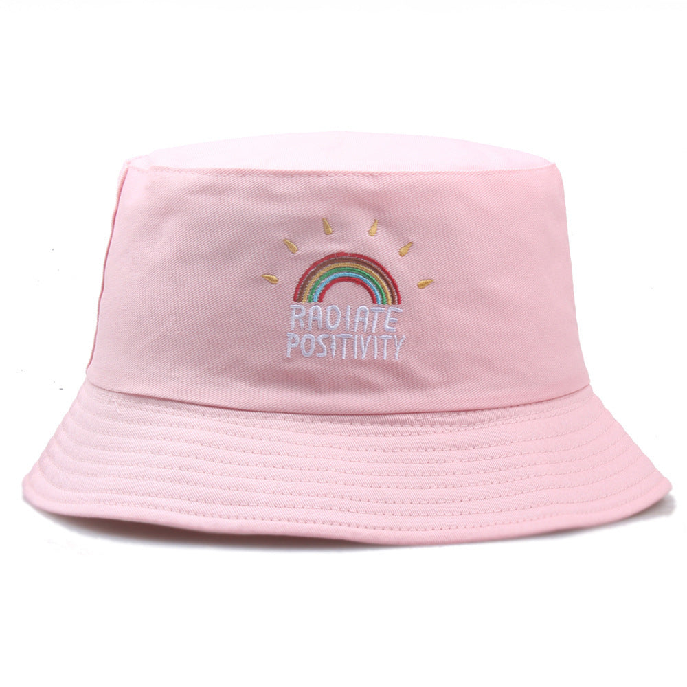 "Radiate Positivity" -  Rainbow Embroidered Fisherman Bucket Hat