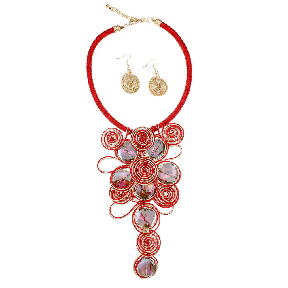 "Uniquely Divine" - Handmade Glass Aluminum Wire Necklace and Earrings Set