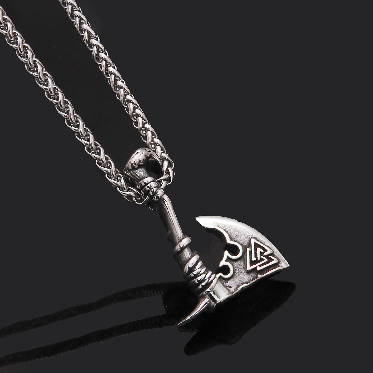 Stainless Steel Orchid Axe Pendant Chain