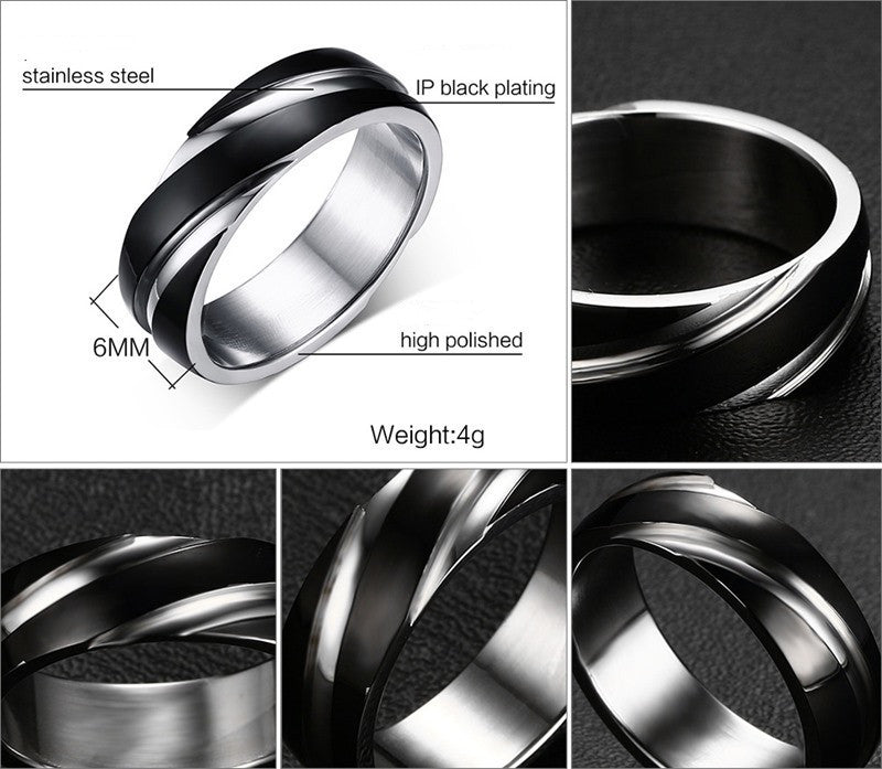 Black Titanium Steel Twill  Ring