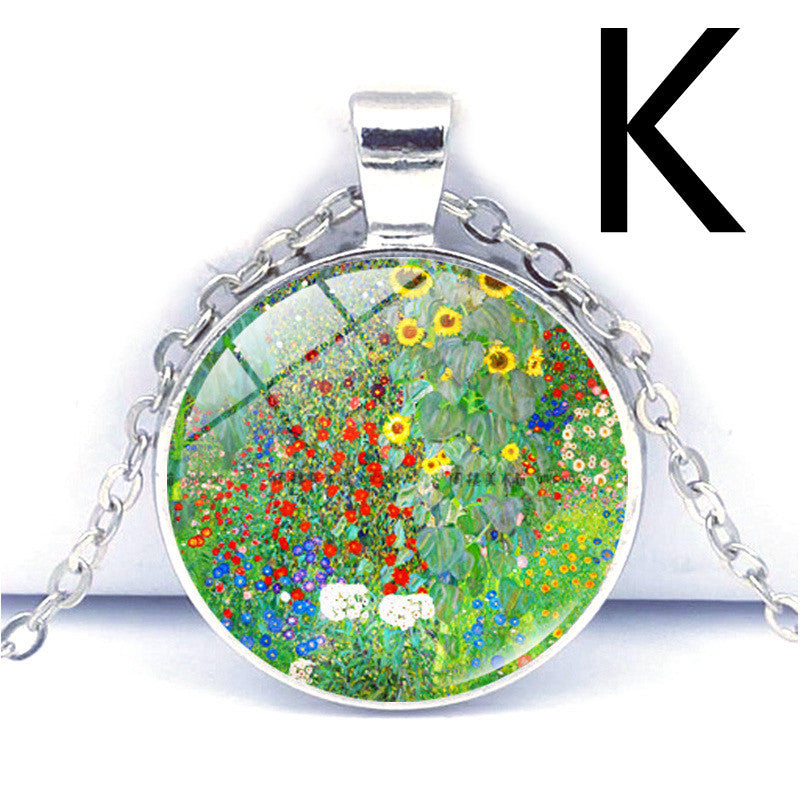 Van Gogh Star Moon Night Time Gemstone Necklace