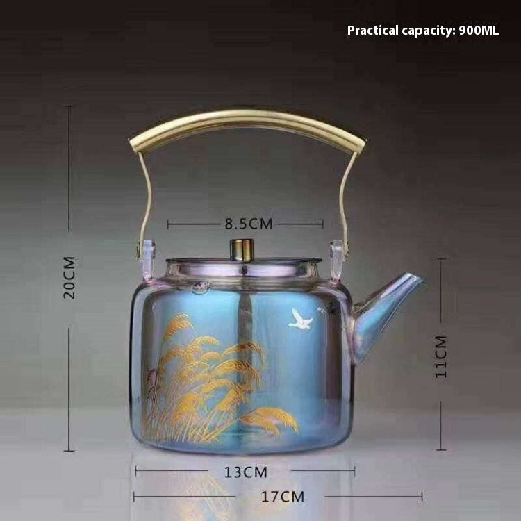 "I Dream of Tea" - Large Capacity Heat-resistant Glass Colorful Tea Kettle