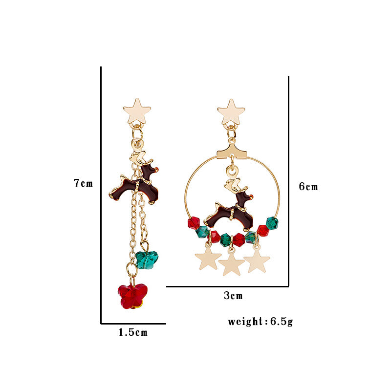Christmas Elk Star Pendant Earrings