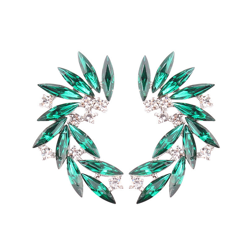 Alloy Diamond Feather Ear Cuffs