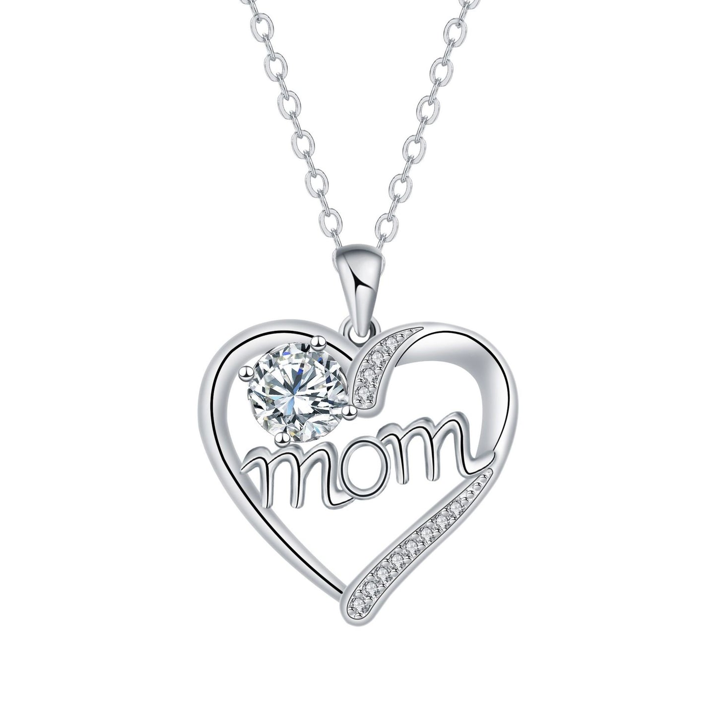 "MOM" - Heart-shaped Simulated Stone Necklaces