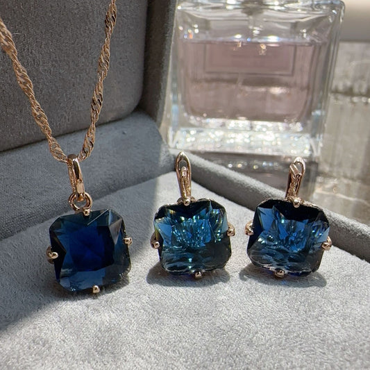 Sapphire Earrings and Necklace Set