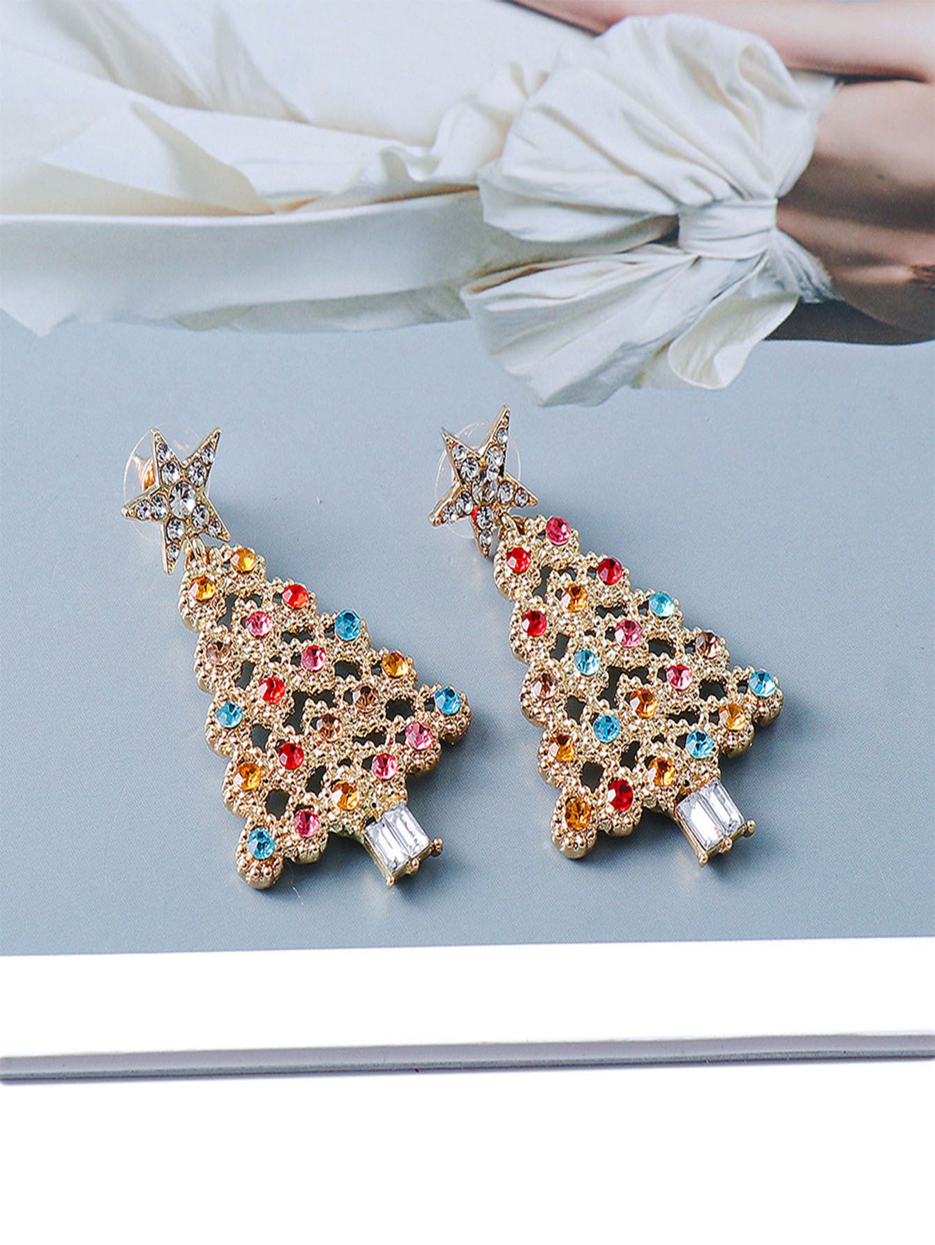 Holly Christmas Tree Earrings