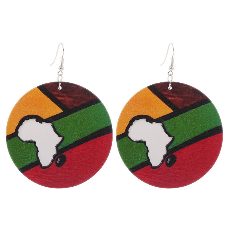 Wooden African Map Earrings