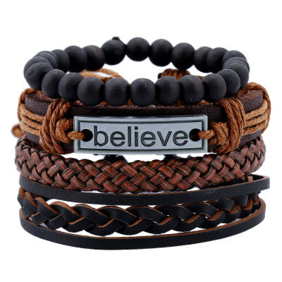 "Don't Stop Believing" - Leather Bracelet