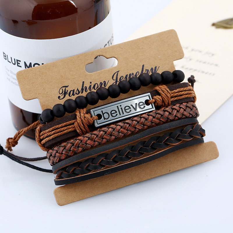 "Don't Stop Believing" - Leather Bracelet