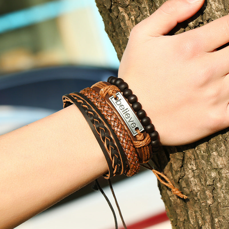 "Don't Stop Believing" - Leather Bracelet