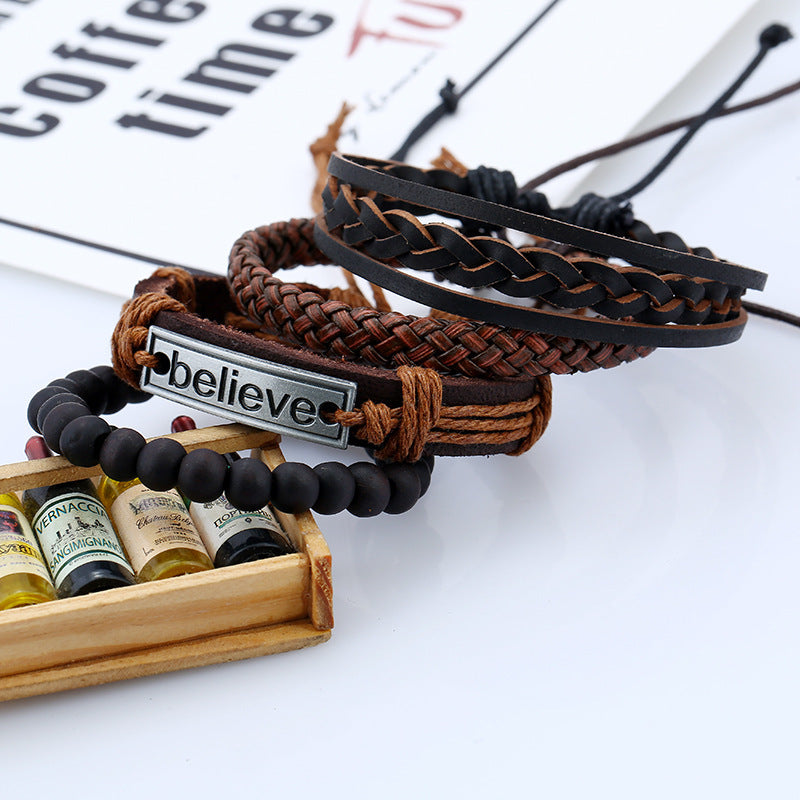 "Don't Stop Believing" - Leather Bracelet