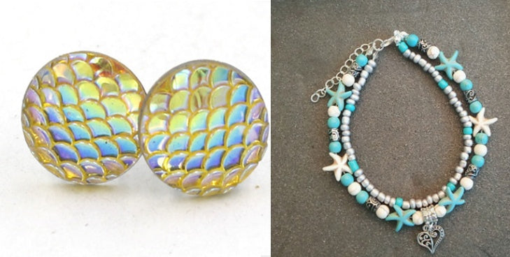 Mermaid Scales Earrings + Anklet