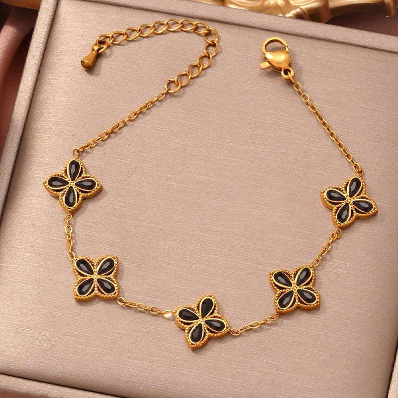 Small Flowers Inlaid Zircon Bracelet