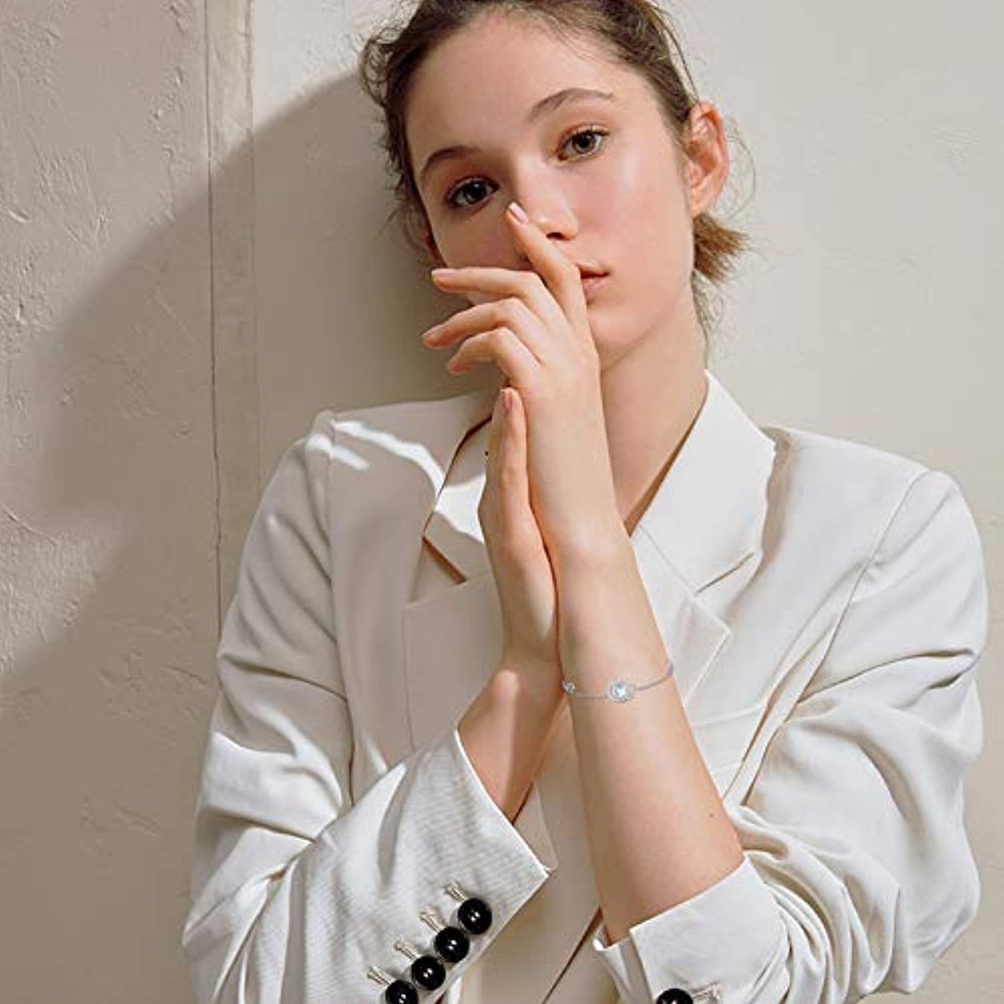 "Moonstone Infinity" - Sterling Silver Link Bracelet