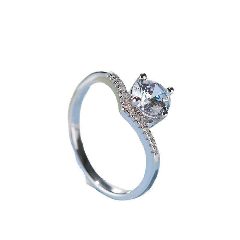 "Her Elegance" - Silver Simulated Moissanite Diamond Ring