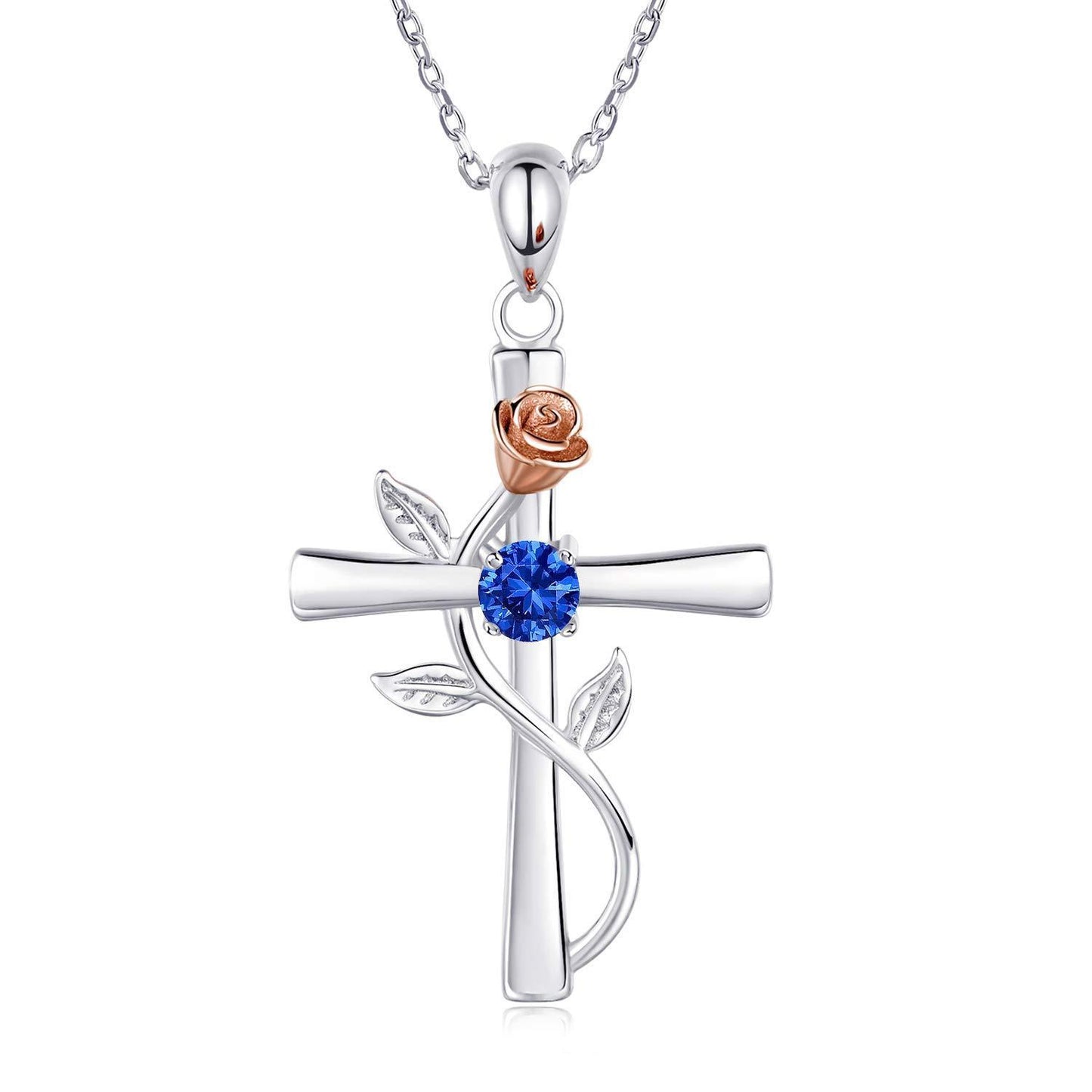 "Rose from the Cross" - Necklace (Birthstone)