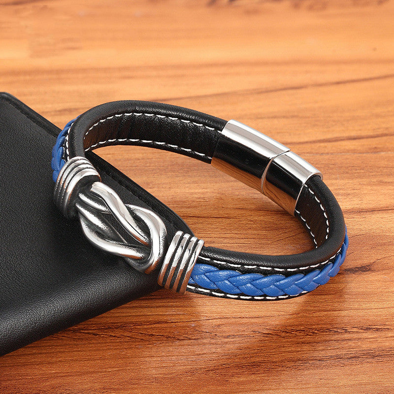 Leather Cord Stainless Steel Bracelet
