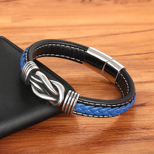 Leather Cord Stainless Steel Bracelet