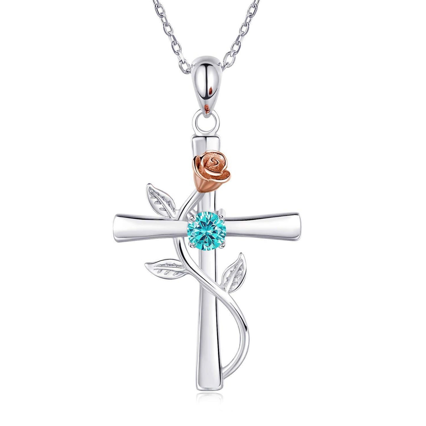 "Rose from the Cross" - Necklace (Birthstone)
