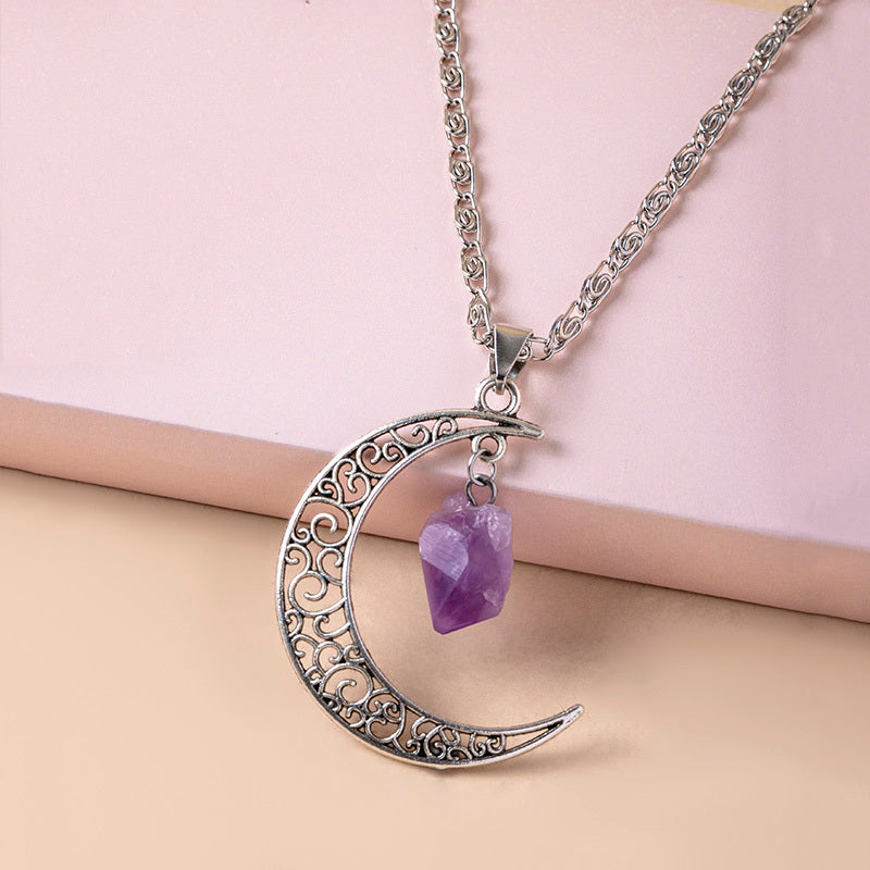 "Vintage Moon" - Amethyst Natural Stone Necklace