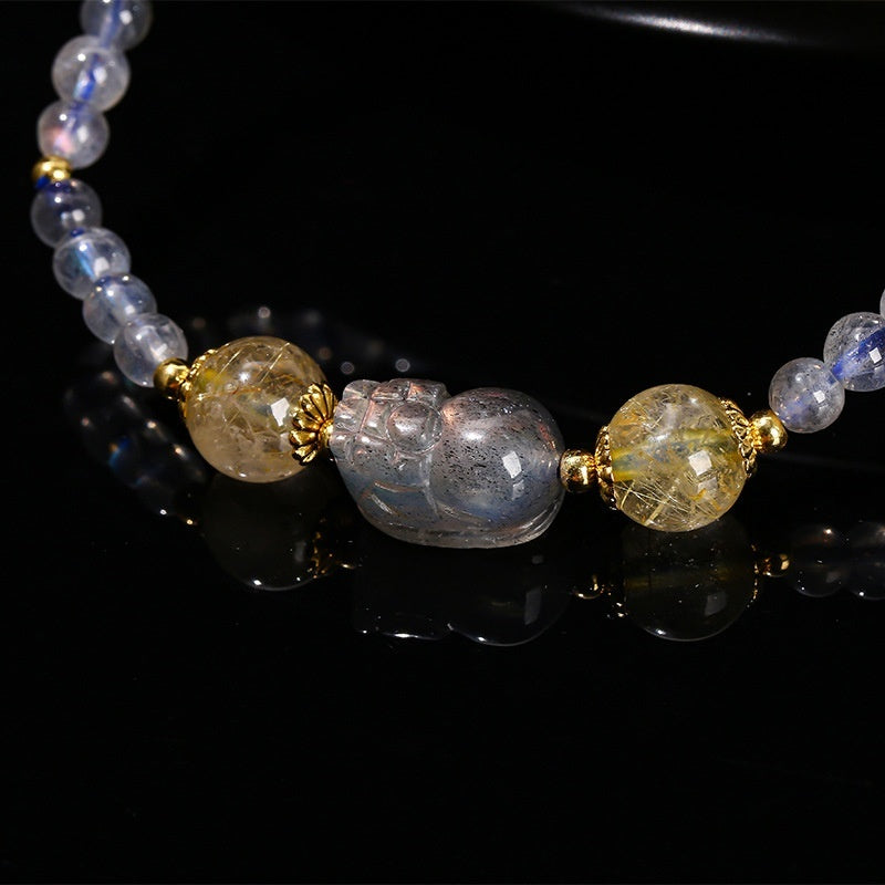 "Moonlit Glimmer" - Handmade Natural Moonstone Bracelet