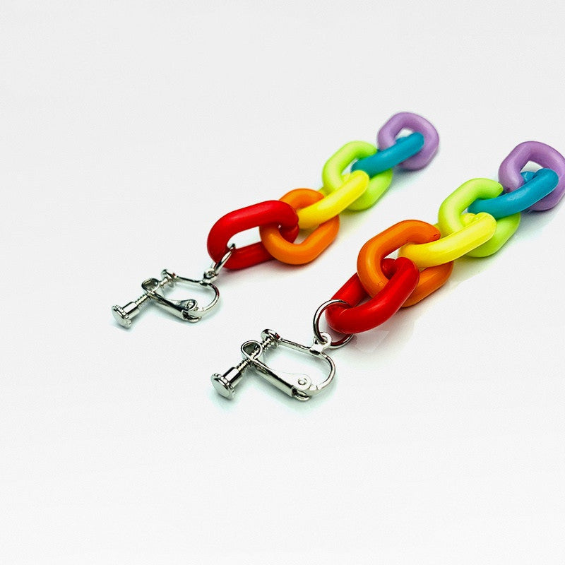 Rainbow Link Dangle Earrings