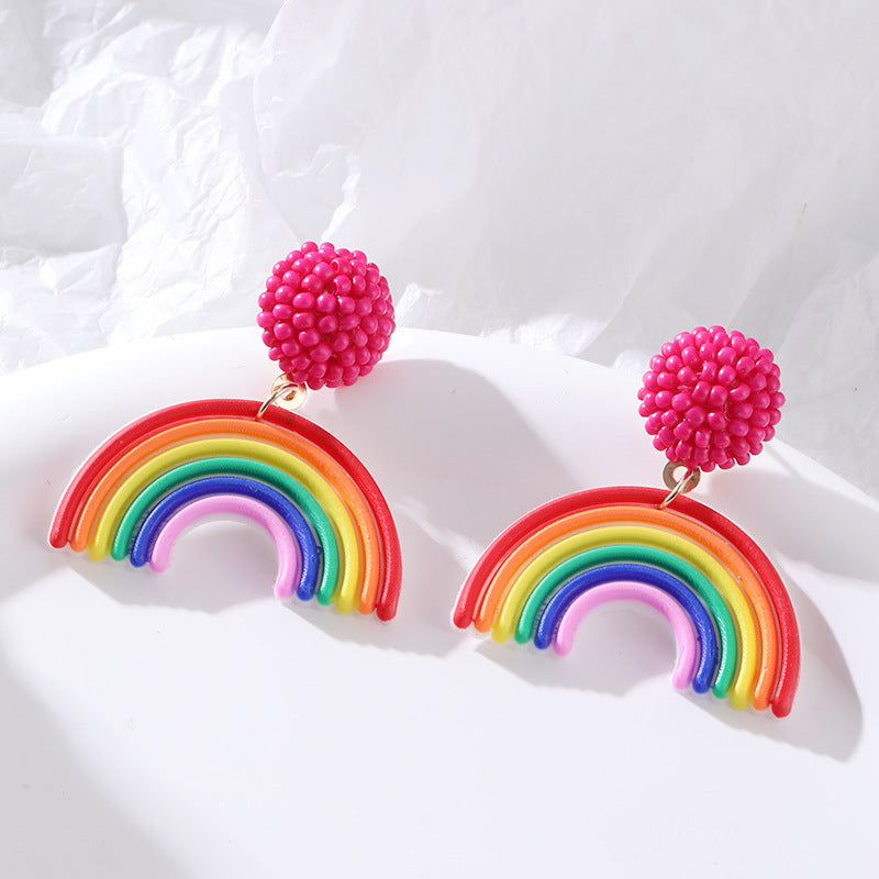 "Lucky Rainbow" - Rice Bead Head Rainbow Earrings