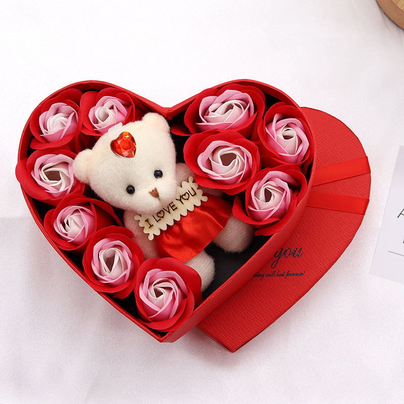 Heart-shaped Rose Soap Gift Box