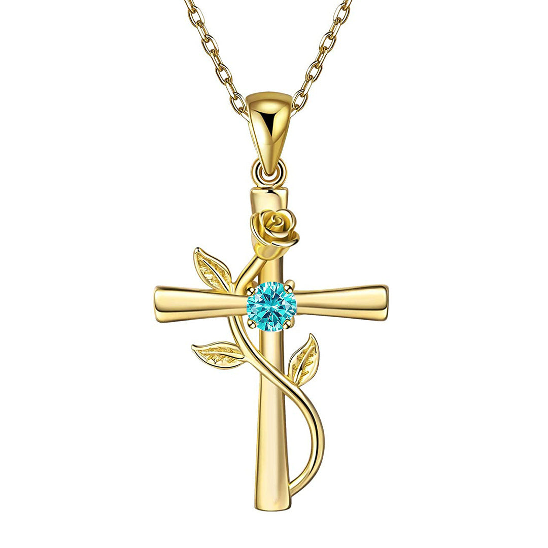 "Rose from the Cross" - Necklace (Birthstone)