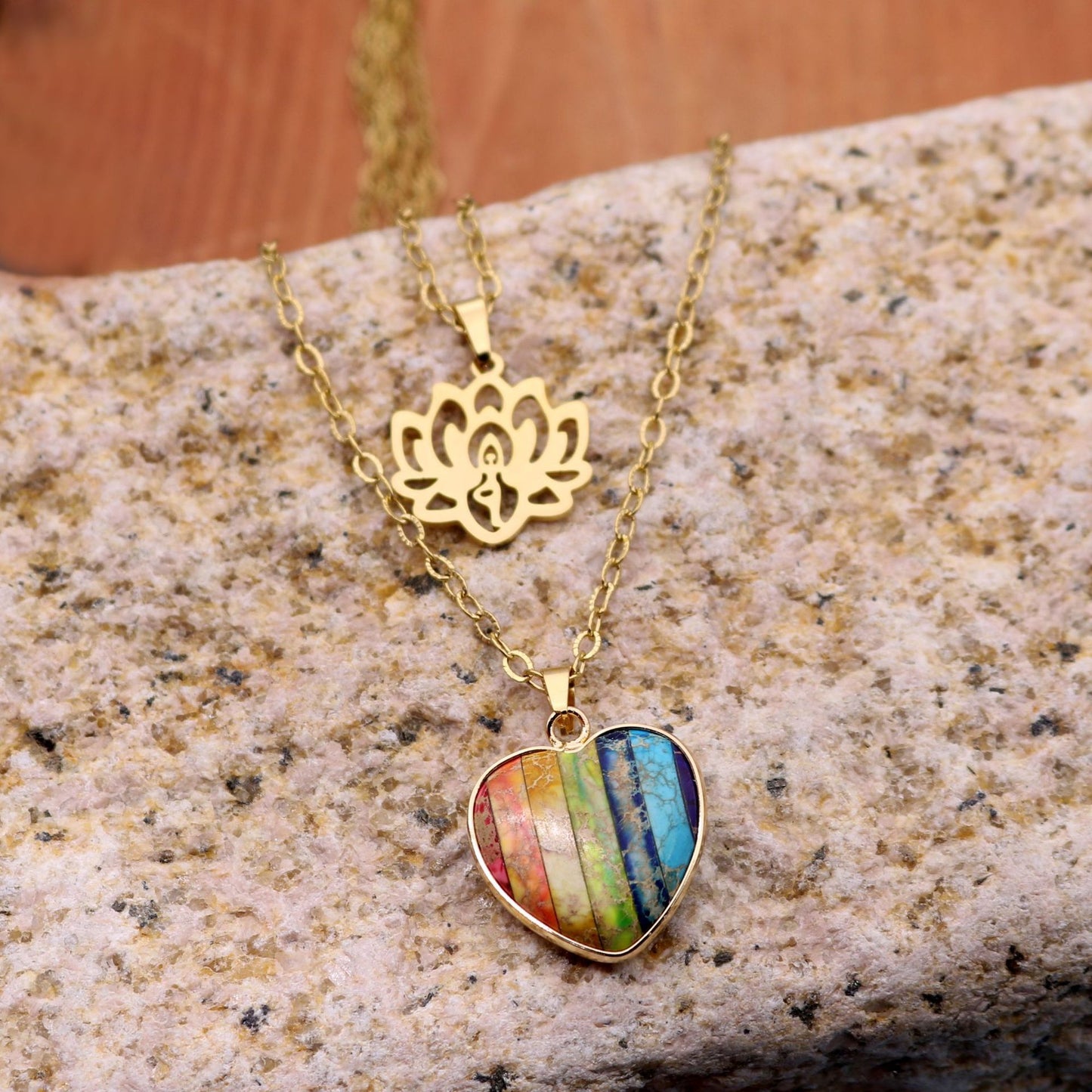 "Heart of Rainbow" - Gold-plated Chain Necklace