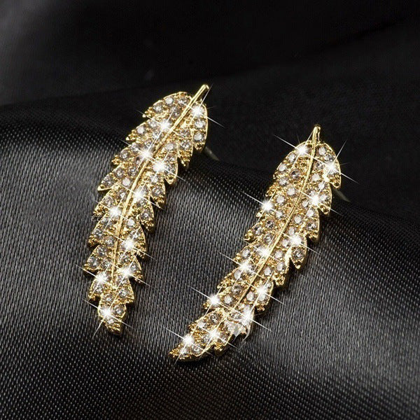 "Victory" - Zircon Leaf Earrings