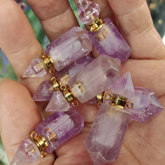 Natural Crystal Perfume Bottle Necklaces