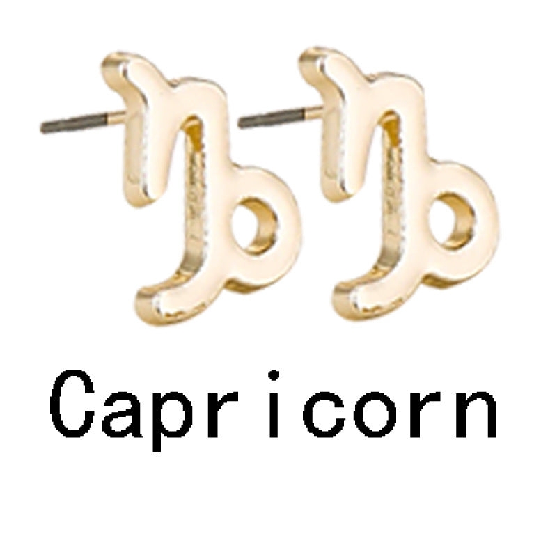 Twelve Constellation Gold-plated Stud Earrings