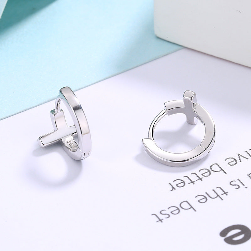 S92 Sterling Silver Cross Earrings