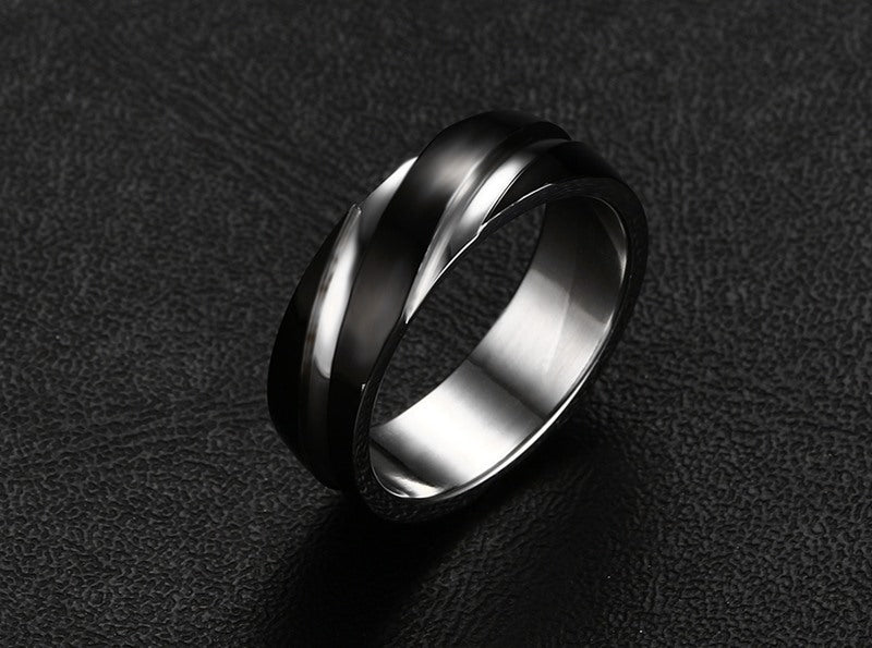 Black Titanium Steel Twill  Ring