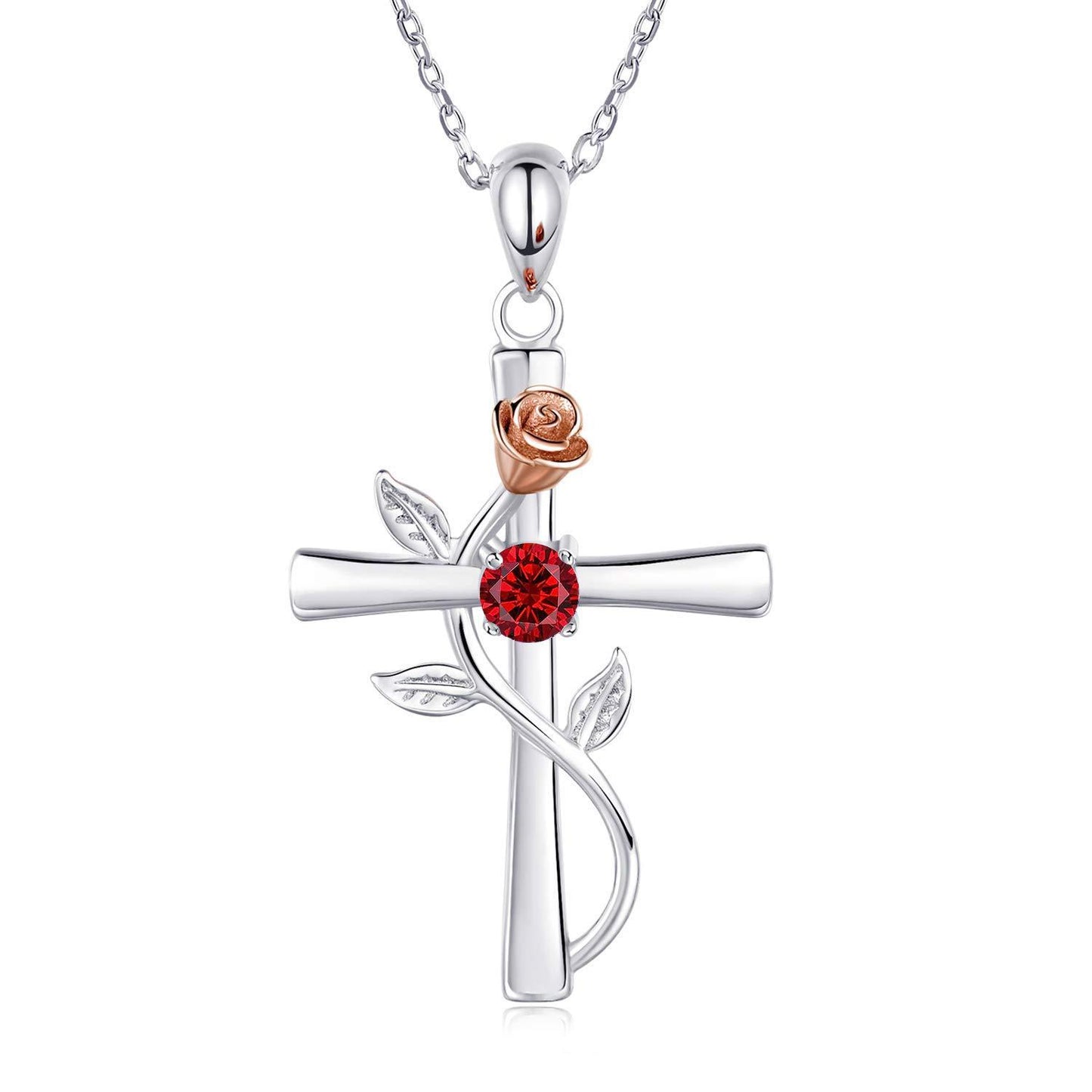 "Rose from the Cross" - Necklace (Birthstone)