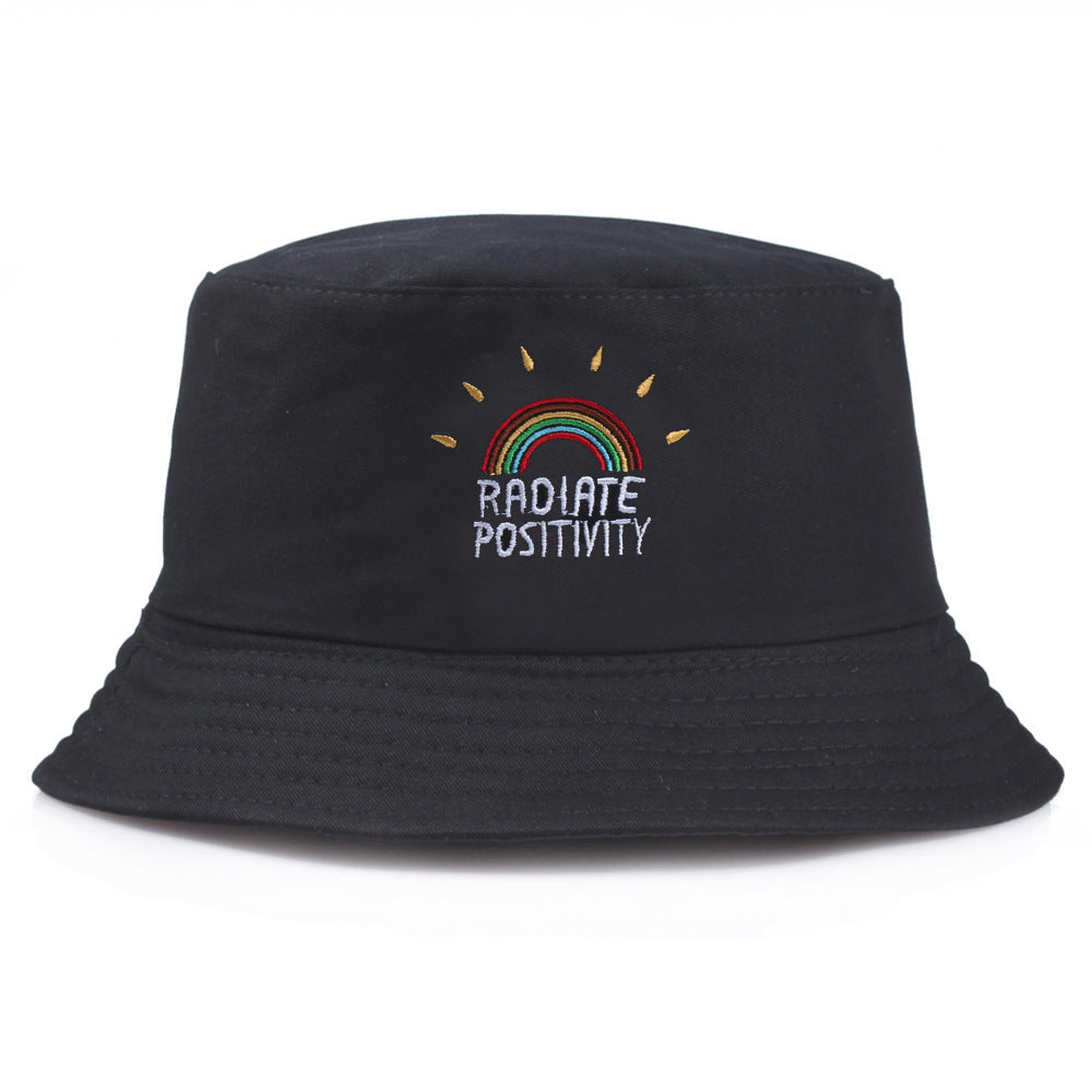 "Radiate Positivity" -  Rainbow Embroidered Fisherman Bucket Hat