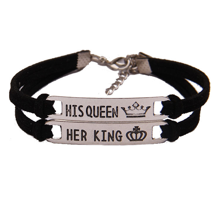 Alloy His Queen Her King Bracelet for Couples