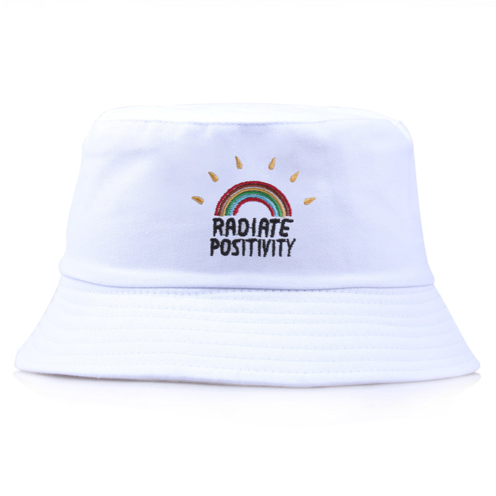 "Radiate Positivity" -  Rainbow Embroidered Fisherman Bucket Hat