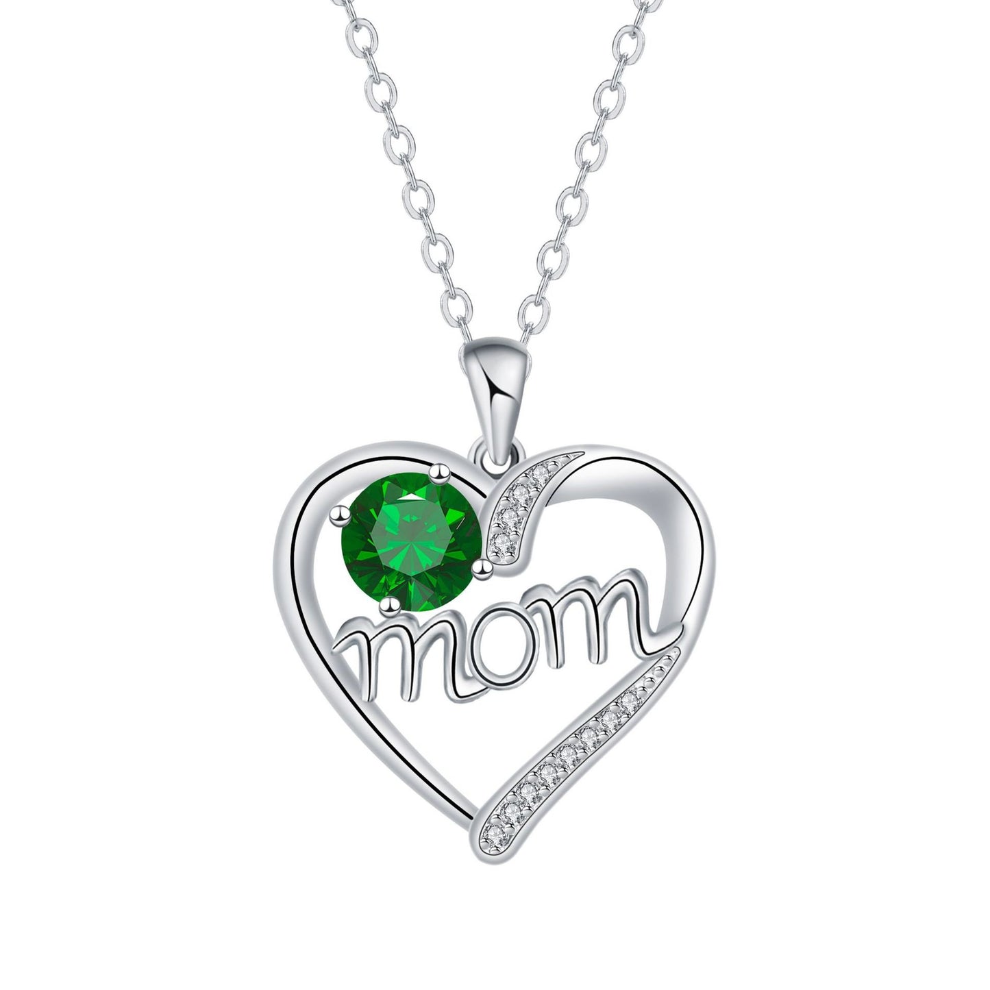 "MOM" - Heart-shaped Simulated Stone Necklaces